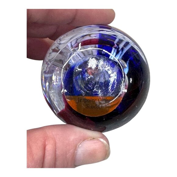 Art Glass Abstract Ocean Wave Nautical Handmade Jerpoint Studio Paperweight - Picture 4 of 7